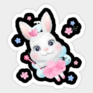 Cute little bunny with a magic wand Sticker